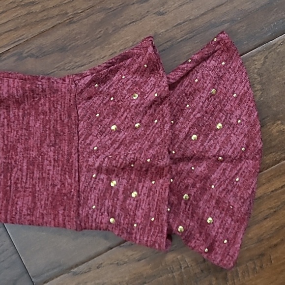 NWT Tacera Cranberry Red Dress with Ruffled Sleeves & Gold Accents size 2X - Picture 2 of 9